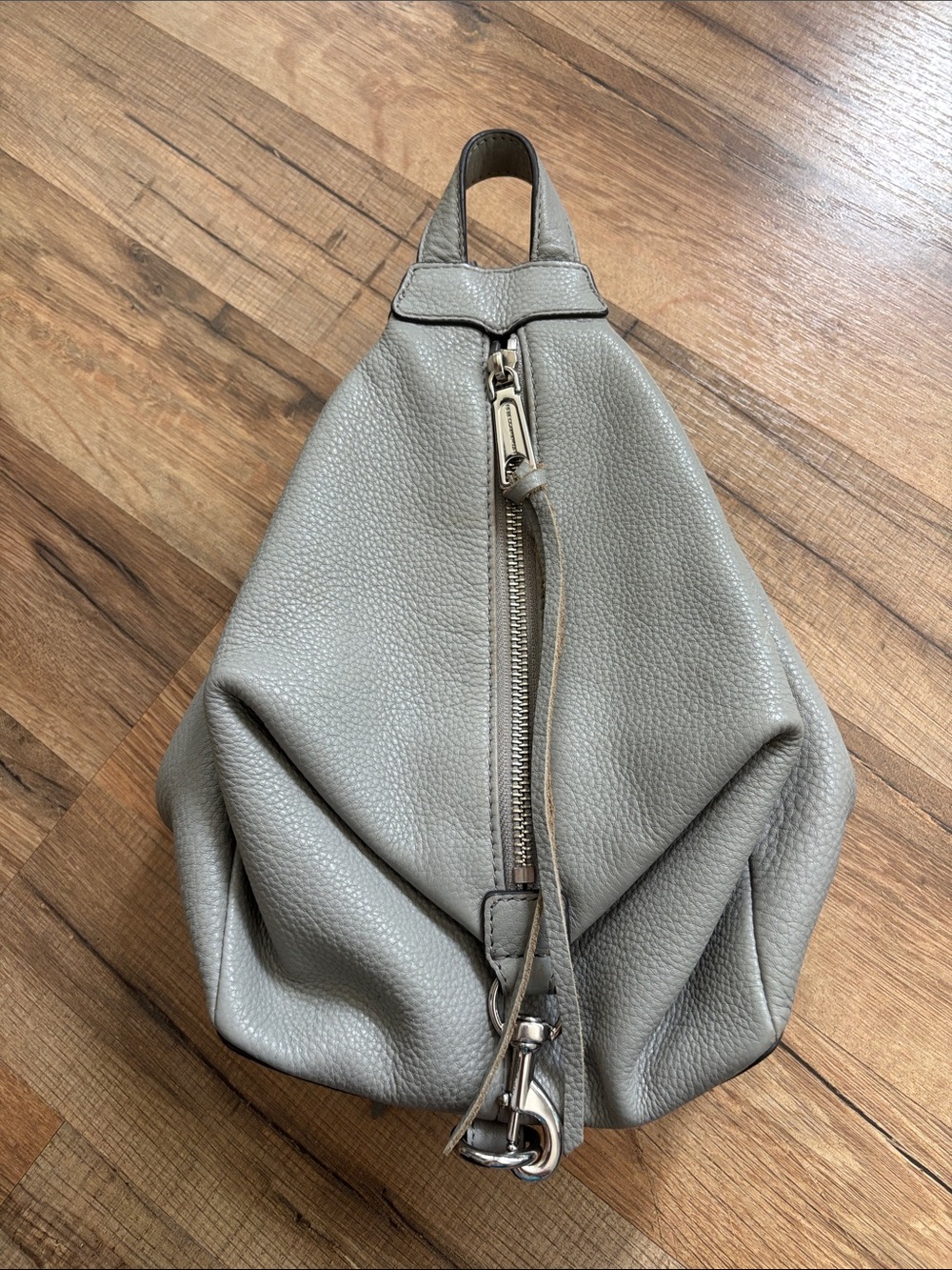 Rebecca Minkoff Pebbled Leather Julian Backpack in Light Gray